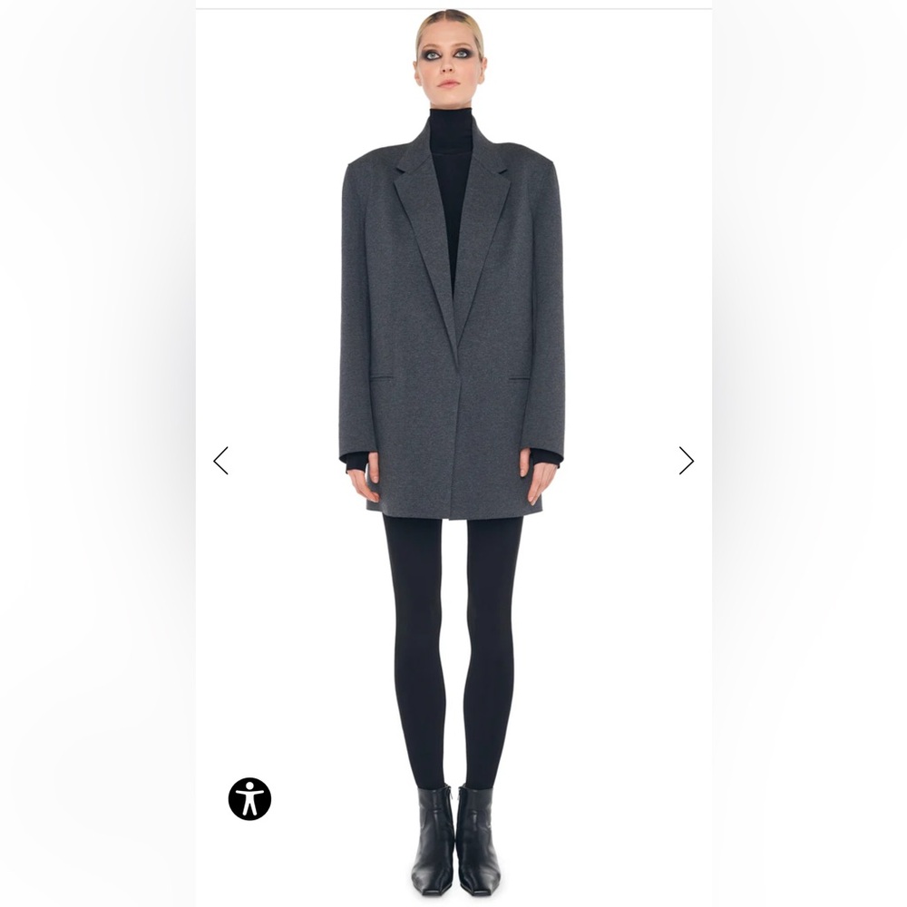 Oversized double breasted jacket size small norma Kamali terry blazer gray